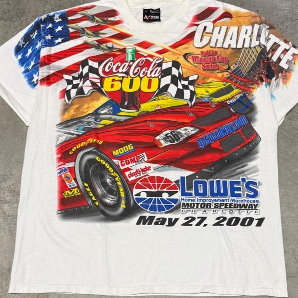 Vintage 2001 Coca Cola 400 Nascar All Over Print Racing Shirt Sz XL